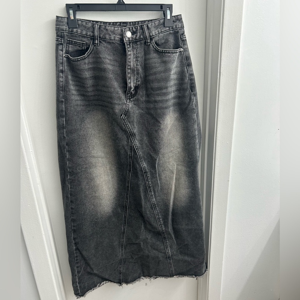 Black Denim Maxi Skirt